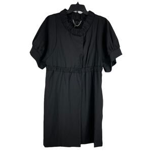 Poleci Wool Blend Black Dress Snap Button Closure Elastic Waist Size 8 Pockets